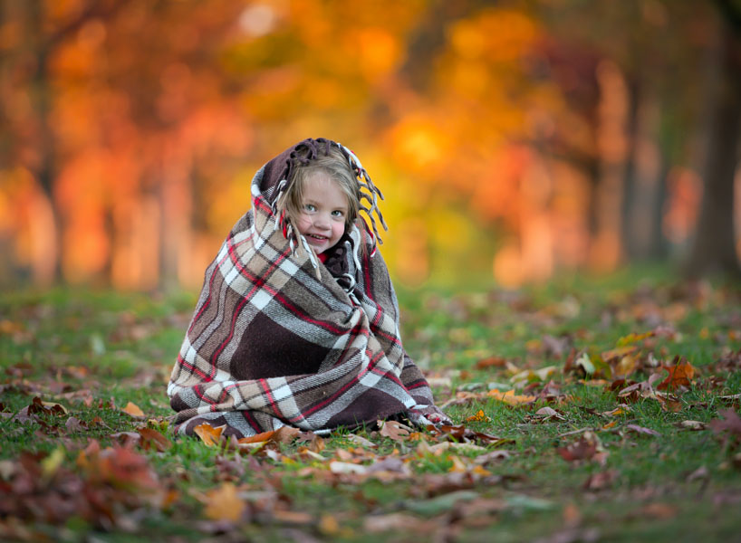 Fall portrait with blankets